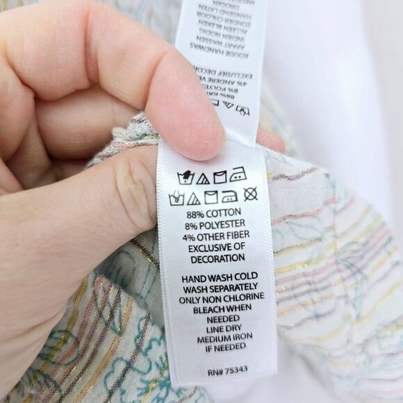 RACHEL Rachel Roy Bobo Floral Tassel Metallic Blouse S - Picture 4 of 5